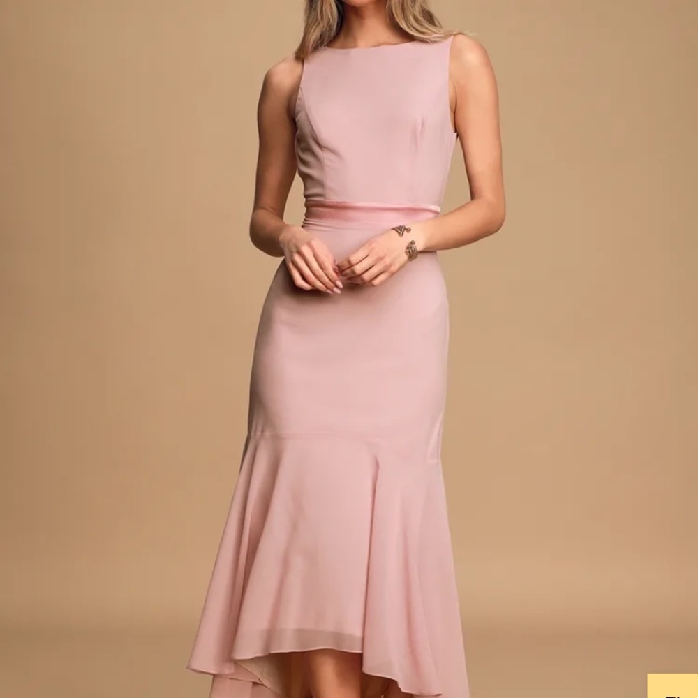Lulus Truly Lovely Dusty Lavender High-Low Trumpet Hem Midi Dress